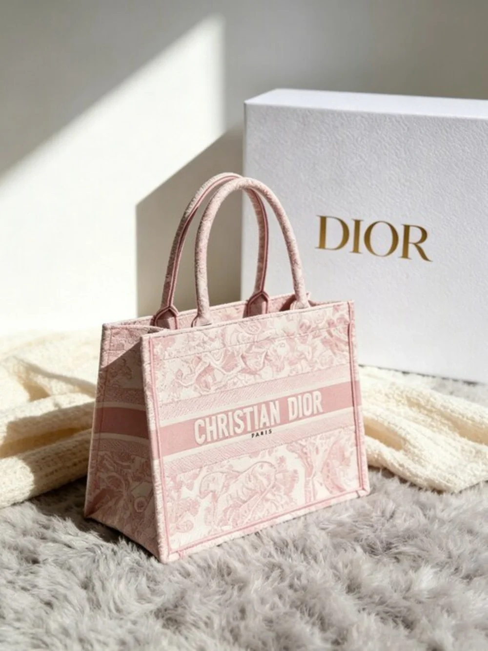 Dior Pink Toile de Jouy Canvas Tote